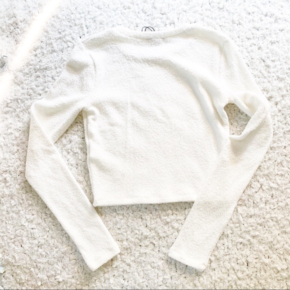 Zara White Textured Long Sleeve NWT - Picture 6 of 9